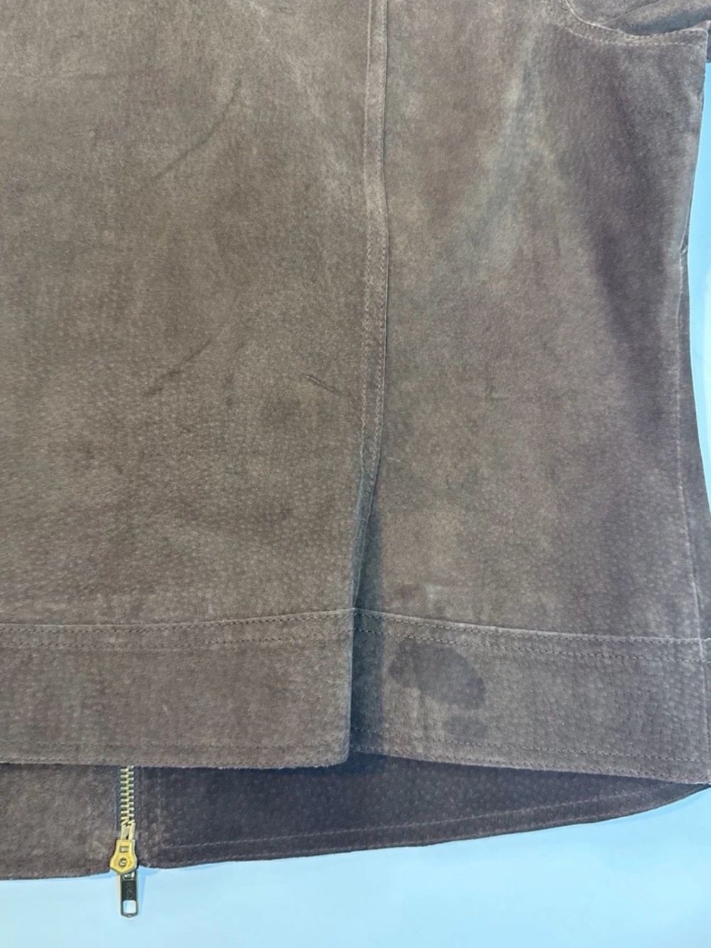 Isaac Mizrahi Women's XXL 100% Suede Leather Full Zip Motorcycle Jacket Brown - Picture 7 of 10